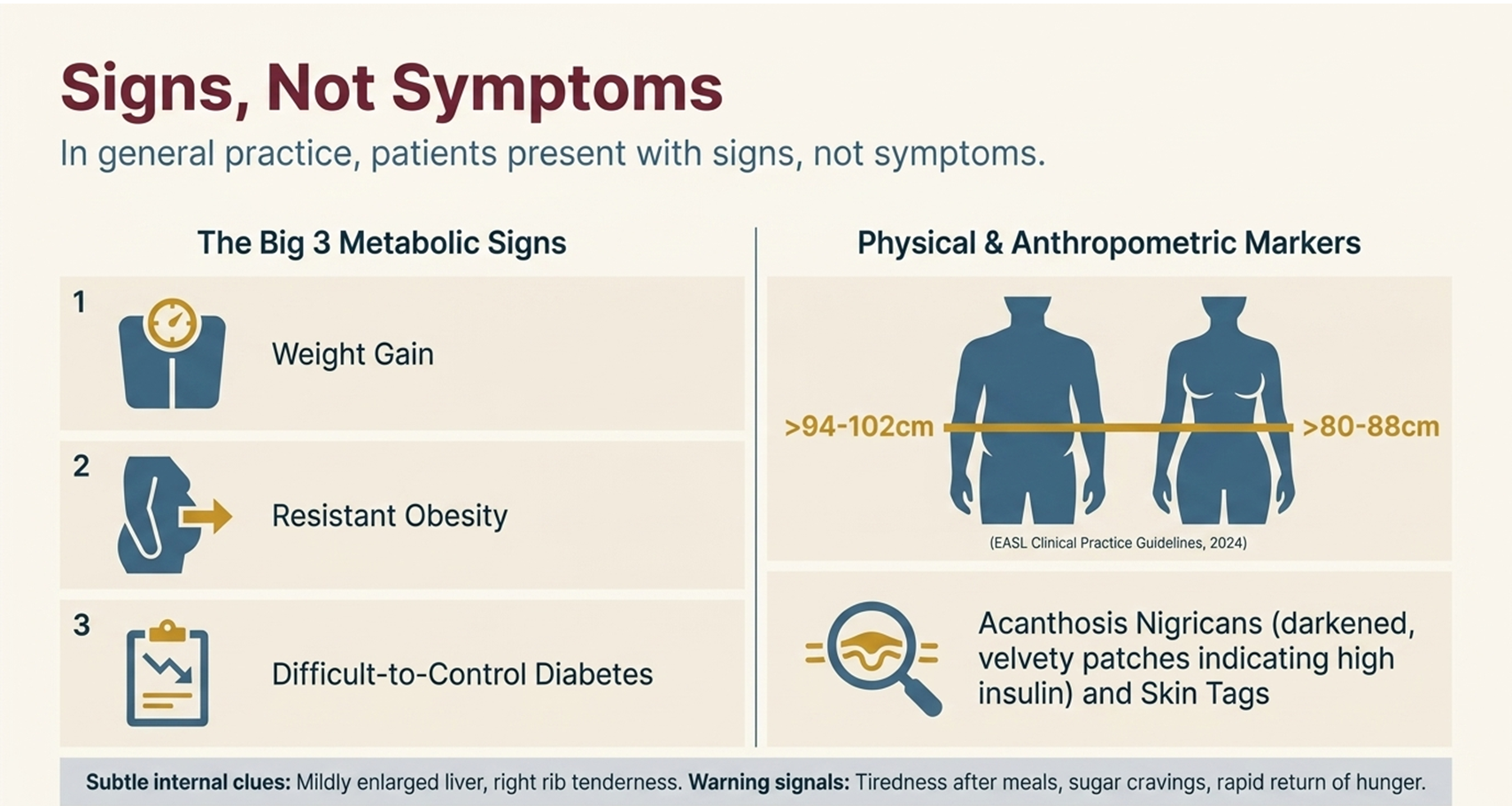 Signs of fatty liver disease seen in general practice
