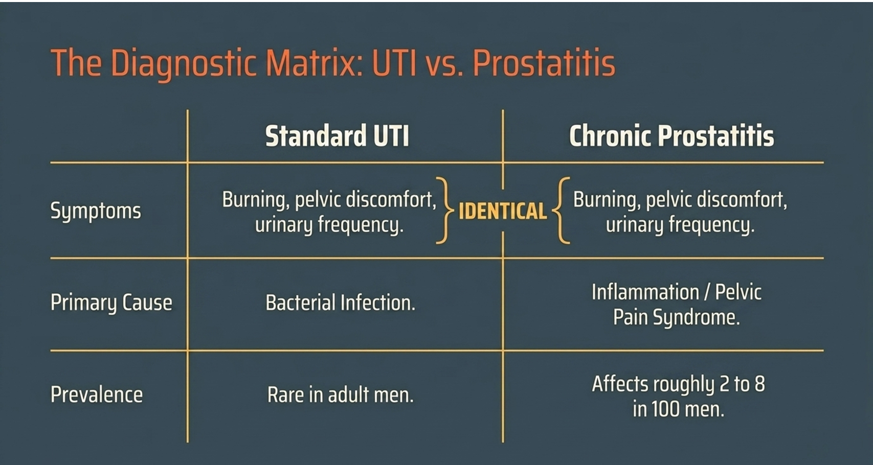 chronic prostatitis vs UTI diagnostic comparison