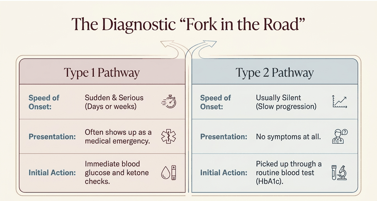 type 1 vs type 2 diabetes diagnostic pathway