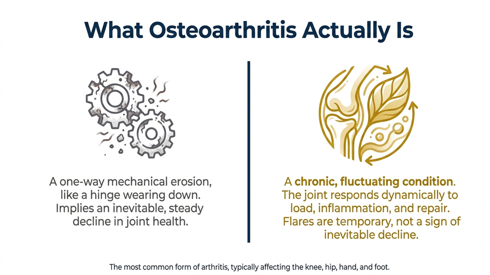What osteoarthritis actually is: chronic fluctuating joint condition